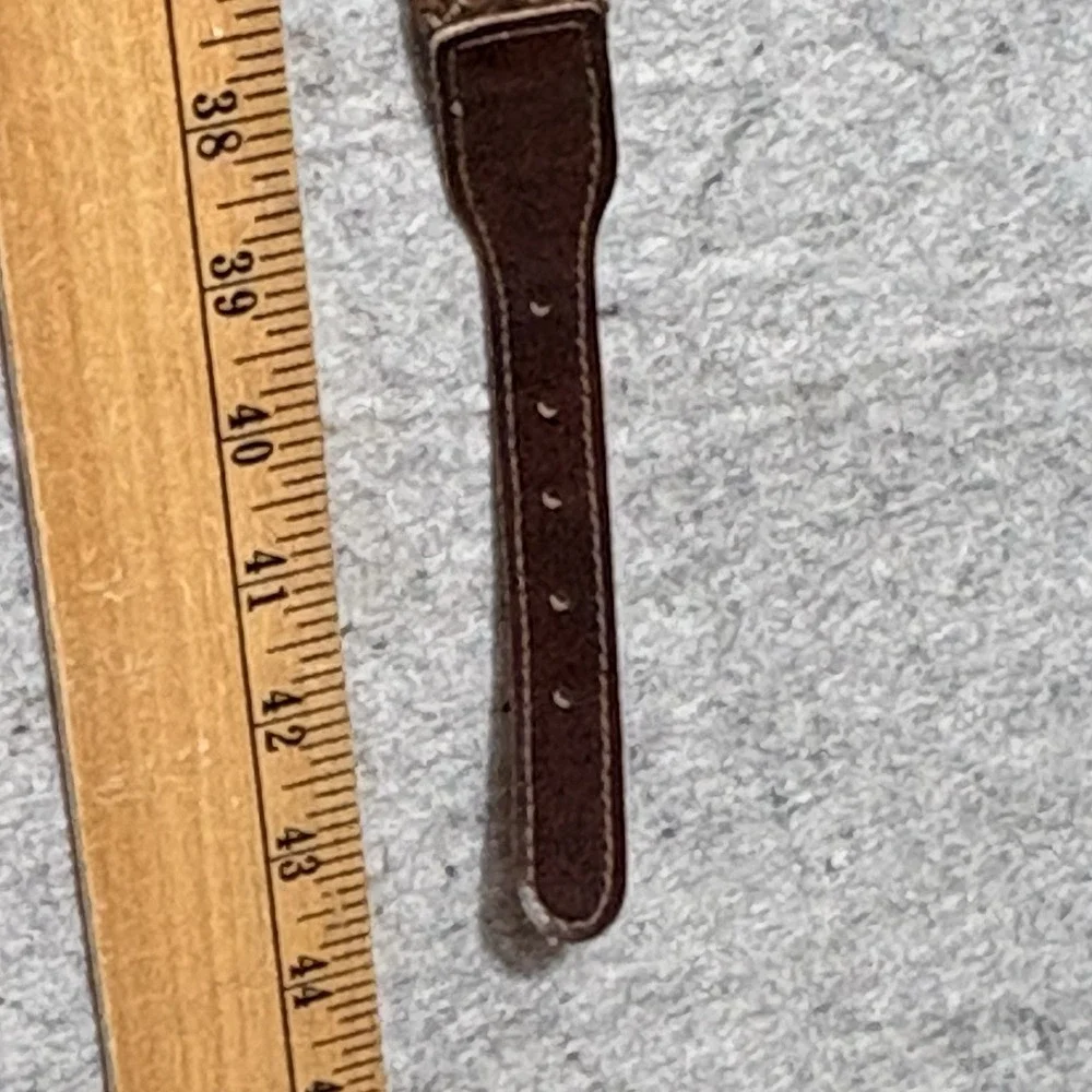 VTG 70s Woven Stretch Belt Sz 40 Brown Tan Leather Trim Boho Preppy USA